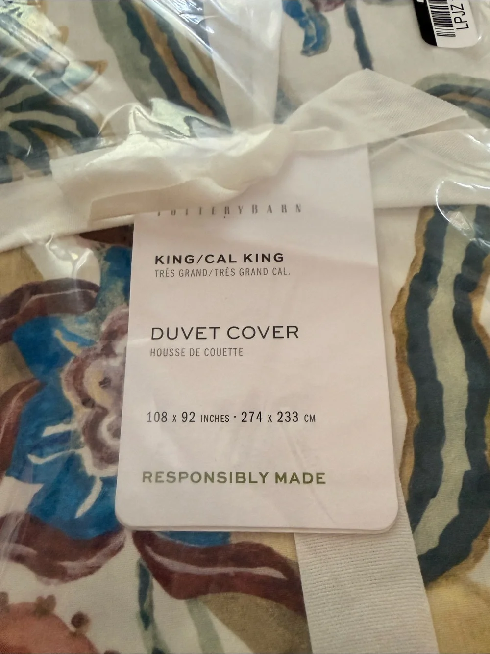 Pottery Barn Eleanor Palempore percale King/Cal King cotton Duvet NEW